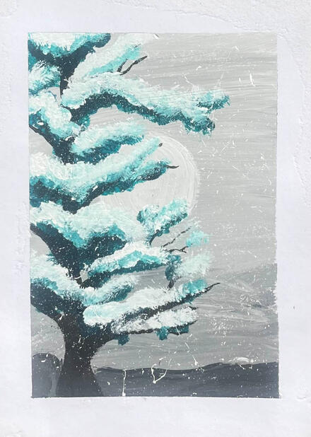 &quot;snowy evergreen&quot; - acrylic on paper